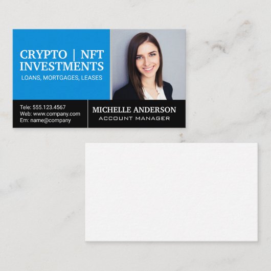 Vrouw glimlachen | Financiering van ondernemingen Visitekaartje (Voorkant / Achterkant)