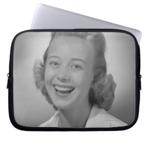 Vrouw glimlachen laptop sleeve