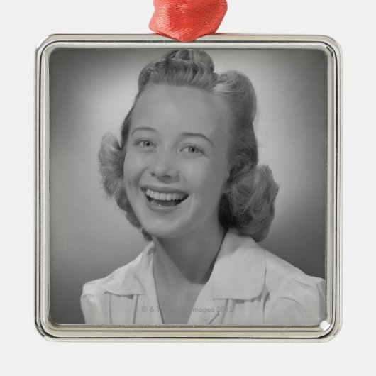Vrouw glimlachen metalen ornament (Voorkant)