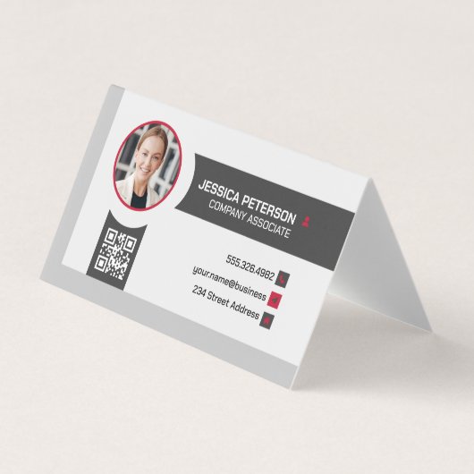 Vrouw glimlachen | Ondernemingen | QR-code Visitekaartje (Voorkant)