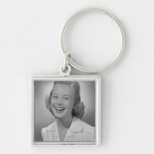 Vrouw glimlachen sleutelhanger