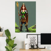Vrouw Gnome-krijger | AI Art Poster (Thuiskantoor)