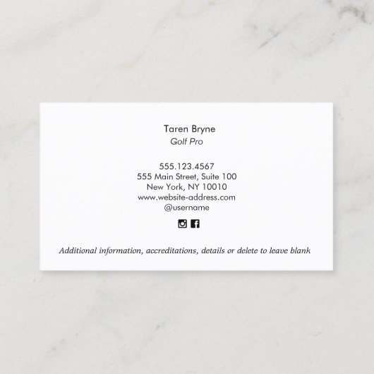 Vrouw Gold Instructor Pro Crossed Gold Clubs Visitekaartje (Achterkant)