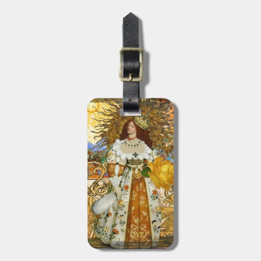  vrouw Golden Sun: Leo Zodiac Collage Art Bagagelabel (Voorkant verticaal)