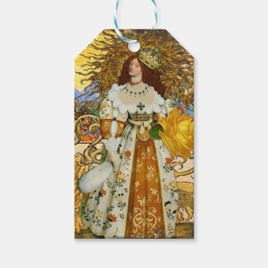  vrouw Golden Sun: Leo Zodiac Collage Art Cadeaulabel (Voorkant)