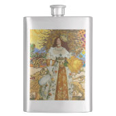  vrouw Golden Sun: Leo Zodiac Collage Art Heupfles (Voorkant)