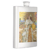 vrouw Golden Sun: Leo Zodiac Collage Art Heupfles (Rechts)