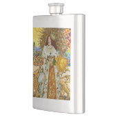 vrouw Golden Sun: Leo Zodiac Collage Art Heupfles (Links)