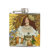  vrouw Golden Sun: Leo Zodiac Collage Art Heupfles (Voorkant)