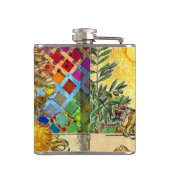  vrouw Golden Sun: Leo Zodiac Collage Art Heupfles (Achterkant)