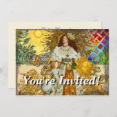  vrouw Golden Sun: Leo Zodiac Collage Art Kaart (Voorkant / Achterkant)