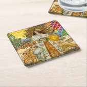  vrouw Golden Sun: Leo Zodiac Collage Art Kartonnen Onderzetters (Schuin)