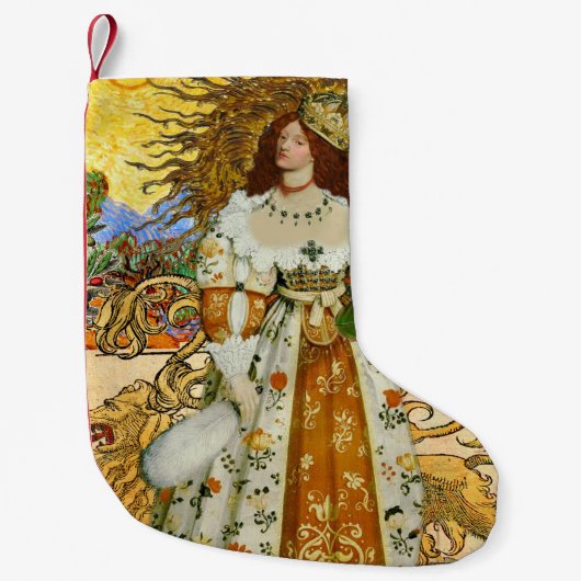  vrouw Golden Sun: Leo Zodiac Collage Art Kleine Kerstsok (Voorkant)