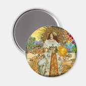 vrouw Golden Sun: Leo Zodiac Collage Art Magneet (Voorkant / Achterkant)