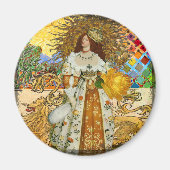  vrouw Golden Sun: Leo Zodiac Collage Art Magneet (Voorkant)