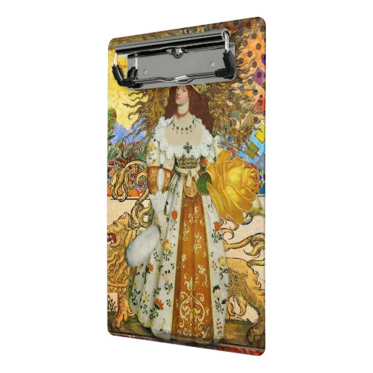 vrouw Golden Sun: Leo Zodiac Collage Art Mini Klembord (Angled2)