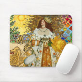 vrouw Golden Sun: Leo Zodiac Collage Art Muismat (Met muis)