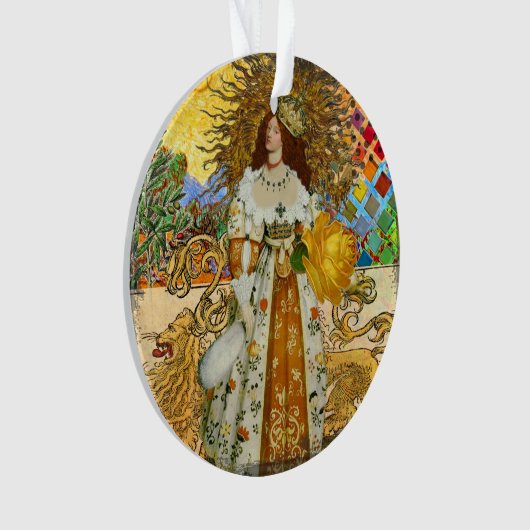  vrouw Golden Sun: Leo Zodiac Collage Art Ornament (voorkant)