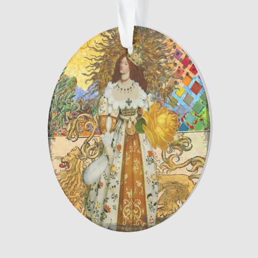  vrouw Golden Sun: Leo Zodiac Collage Art Ornament (voorkant)