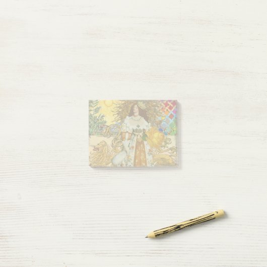  vrouw Golden Sun: Leo Zodiac Collage Art Post-it® Notes (Op bureau)