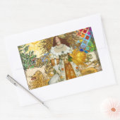  vrouw Golden Sun: Leo Zodiac Collage Art Rechthoekige Sticker (Envelop)
