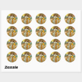  vrouw Golden Sun: Leo Zodiac Collage Art Ronde Sticker (Vel)