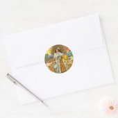  vrouw Golden Sun: Leo Zodiac Collage Art Ronde Sticker (Envelop)