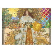  vrouw Golden Sun: Leo Zodiac Collage Art Tafelkleed (Voorkant (Horizontaal))