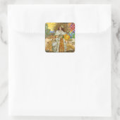  vrouw Golden Sun: Leo Zodiac Collage Art Vierkante Sticker (Tas)