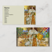  vrouw Golden Sun: Leo Zodiac Collage Art Visitekaartje (Voorkant / Achterkant)