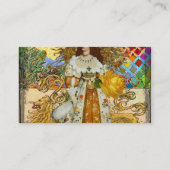  vrouw Golden Sun: Leo Zodiac Collage Art Visitekaartje (Achterkant)