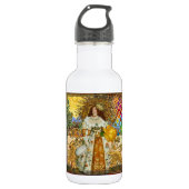  vrouw Golden Sun: Leo Zodiac Collage Art Waterfles (Voorkant)