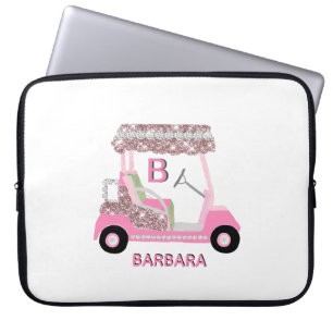 Vrouw Golf Cart personaliseren Laptop Sleeve
