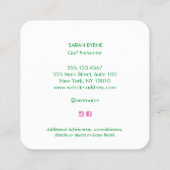 Vrouw Golf Instructor Golf Pro Floral Monogram Sq Vierkante Visitekaartje (Achterkant)