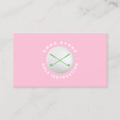 Vrouw Golf Instructor Pro Roze Crossed Clubs Busi Visitekaartje (Voorkant)