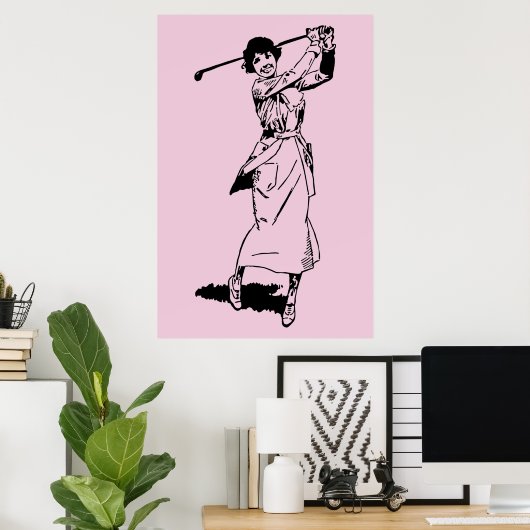  Vrouw Golfer 1921 Poster (Thuiskantoor)