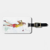 VROUW GOLFER BAGAGELABEL (Voorkant horizontaal)