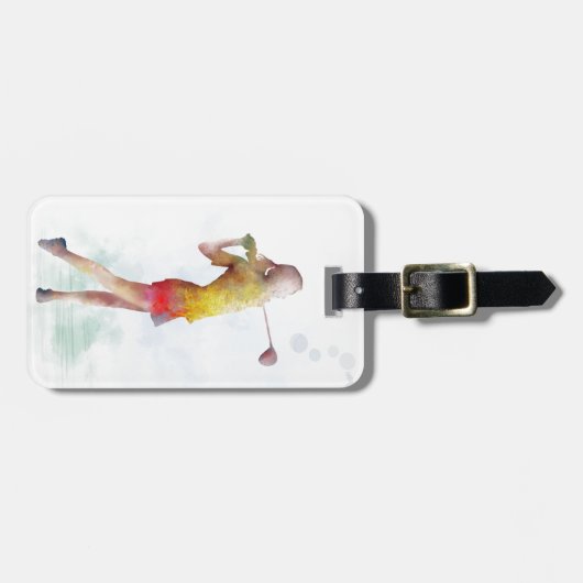 VROUW GOLFER BAGAGELABEL (Voorkant horizontaal)