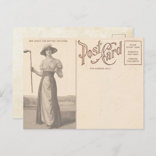  vrouw golfer Briefkaart (Voorkant / Achterkant)