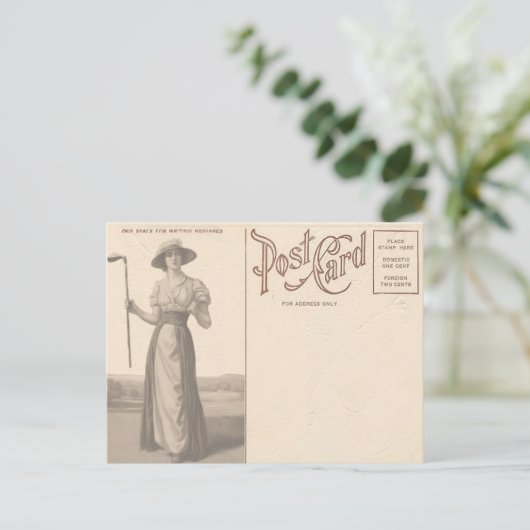  vrouw golfer Briefkaart (Staand voorkant)
