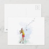 VROUW GOLFER BRIEFKAART (Voorkant / Achterkant)