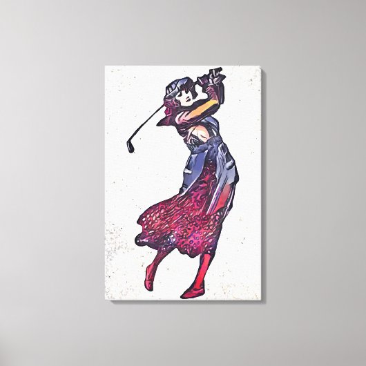 Vrouw golfer canvas afdruk (Voorkant)
