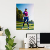 Vrouw Golfer - Canvas Art Print (Thuiskantoor)