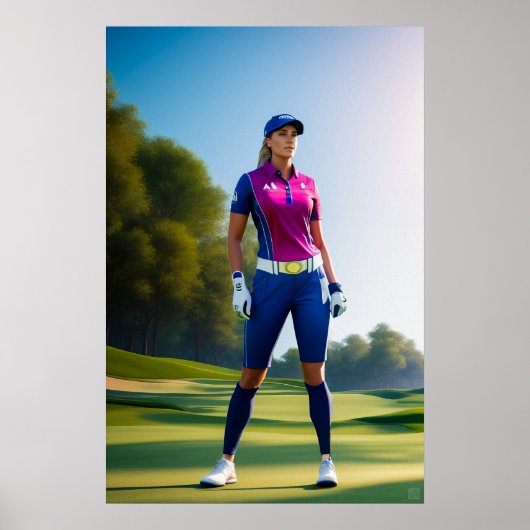 Vrouw Golfer - Canvas Art Print (Voorkant)