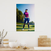 Vrouw Golfer - Canvas Art Print (Keuken)