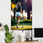 Vrouw Golfer - Canvas Art Print (Thuiskantoor)