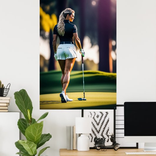 Vrouw Golfer - Canvas Art Print (Thuiskantoor)