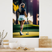 Vrouw Golfer - Canvas Art Print (Keuken)
