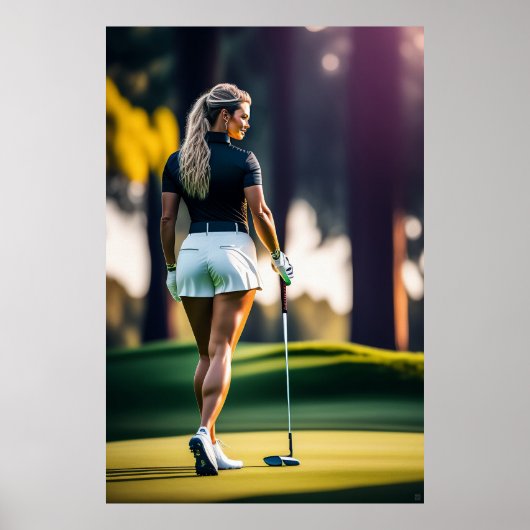 Vrouw Golfer - Canvas Art Print (Voorkant)
