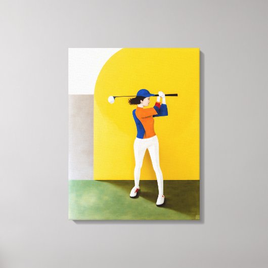 Vrouw Golfer Canvas Art Print (Voorkant)